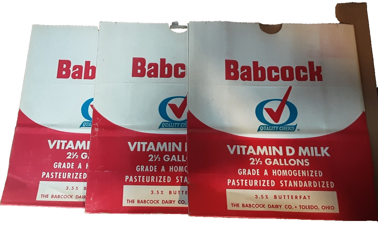 Lot of 3 Babcock Dairy 2½ Gallon Delivery Bags Toledo OH Red Blue Logo Clean