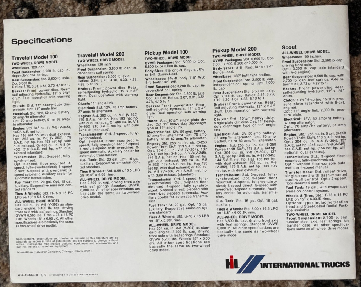 International Harvester Scout RV For 1974 Brochure DCPA26