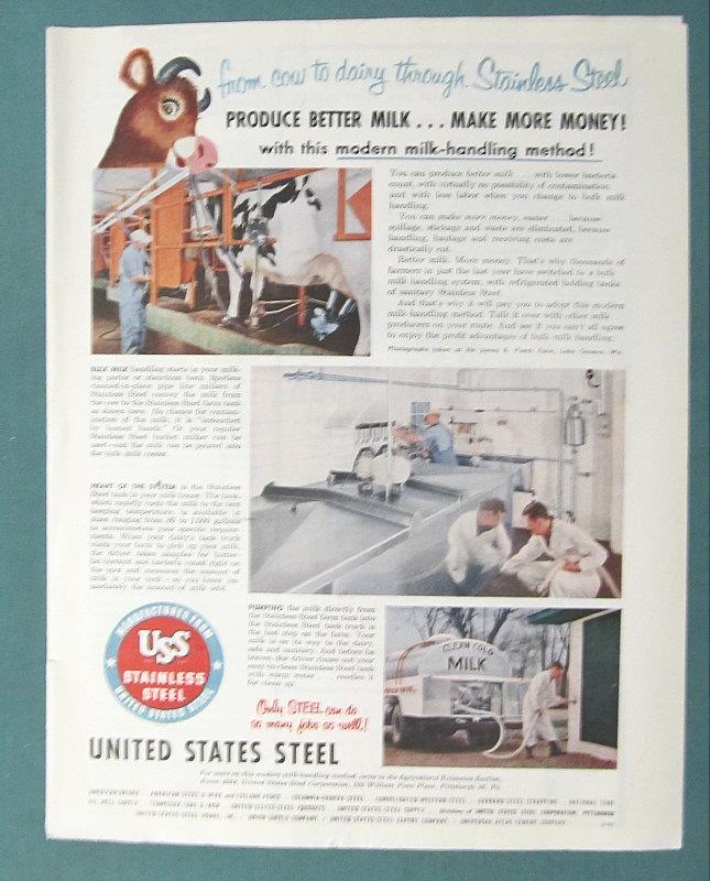 1955 USS Dairy Products Ad Endorsed by James Vetch of Lake Geneva Wisconsin