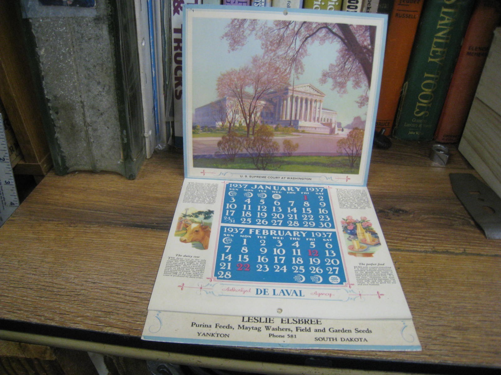 1937 De Laval Cream Separators Graphic WALL Calendar L ELSBREE YANKTON S D