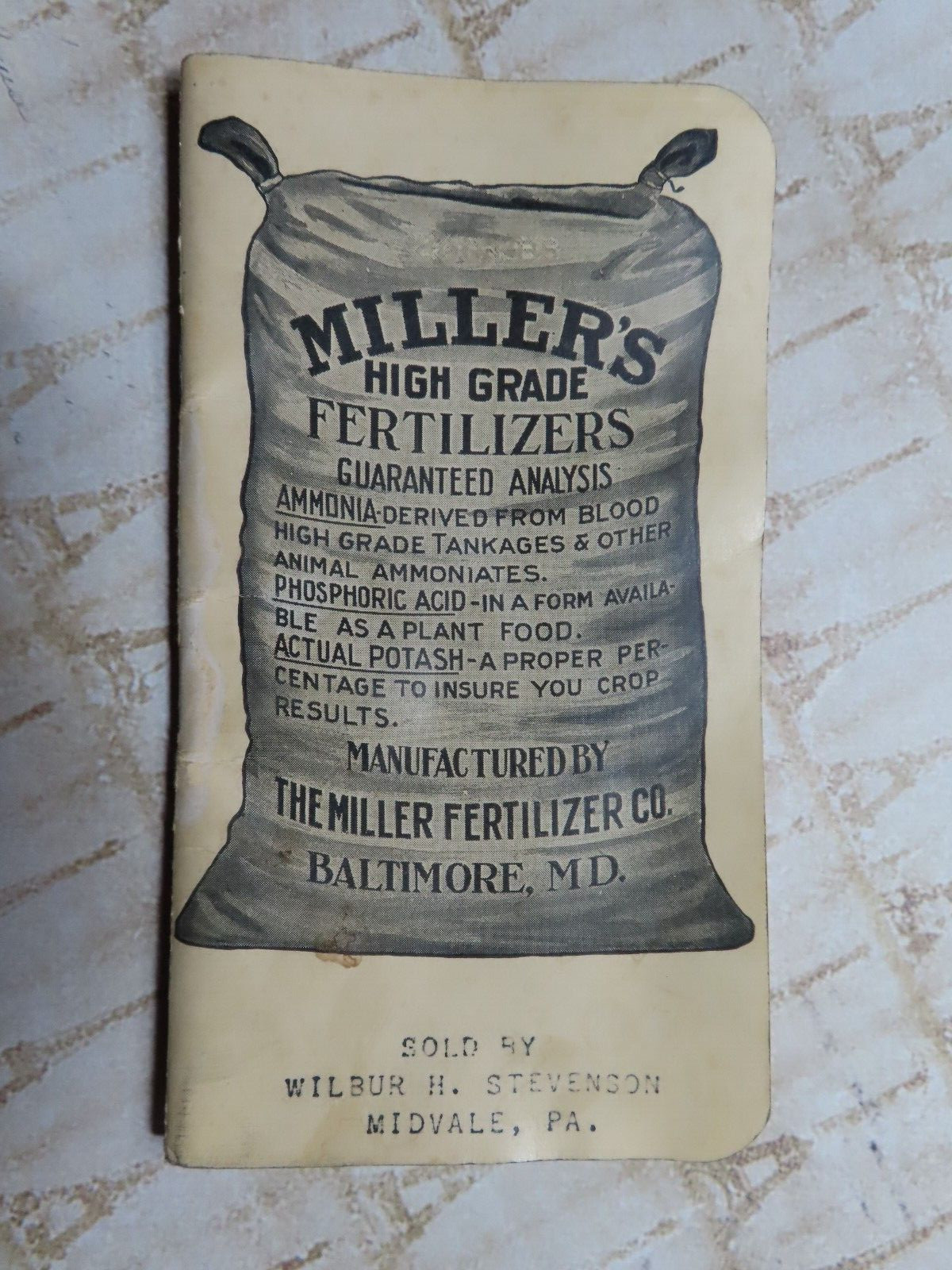 Vintage 1930/31 Advertising Notebook*MILLER&rsquo;S HIGH GRADE FERTILIZER*Baltimore MD
