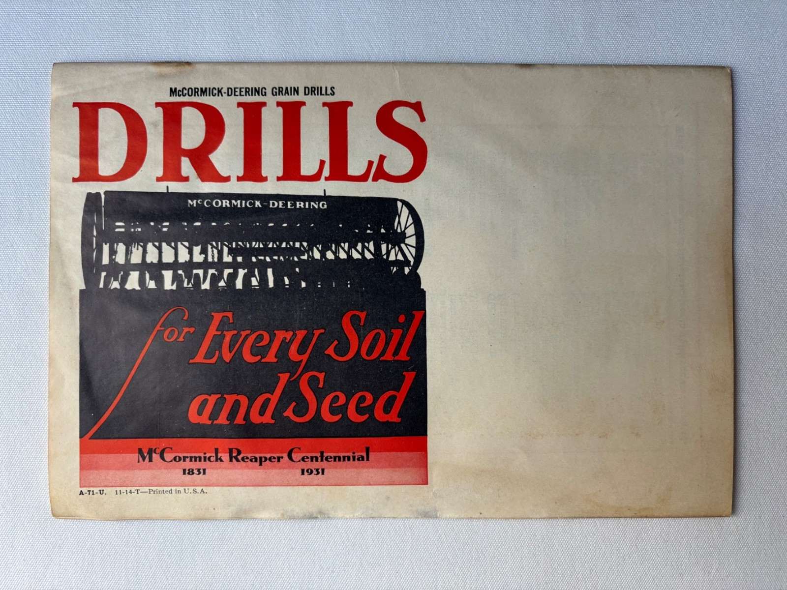 Antique McCormick-Deering Grain Drills Catalog Circa 1931 Great Illustrations