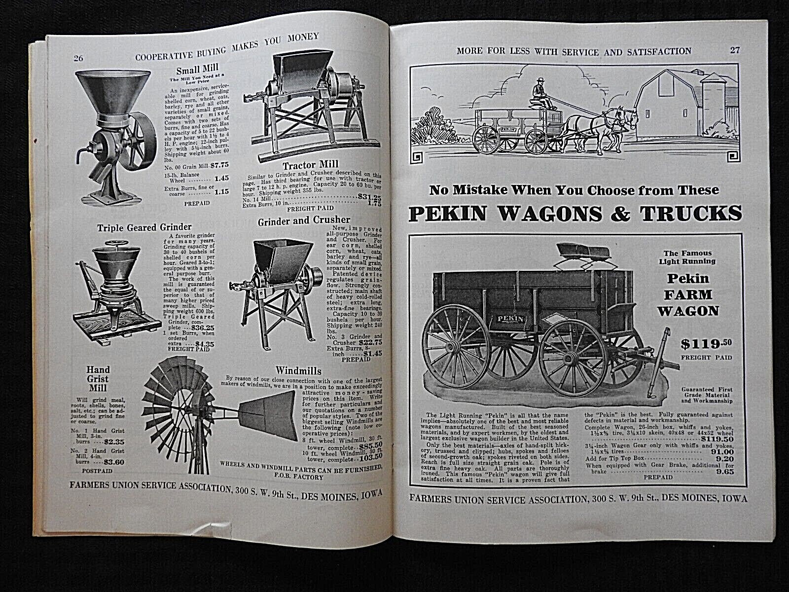 1931 FARMERS CO-OP CATALOG DES MOINES IA WAGONS GRAIN BINS MADISON MINNESOTA IMP
