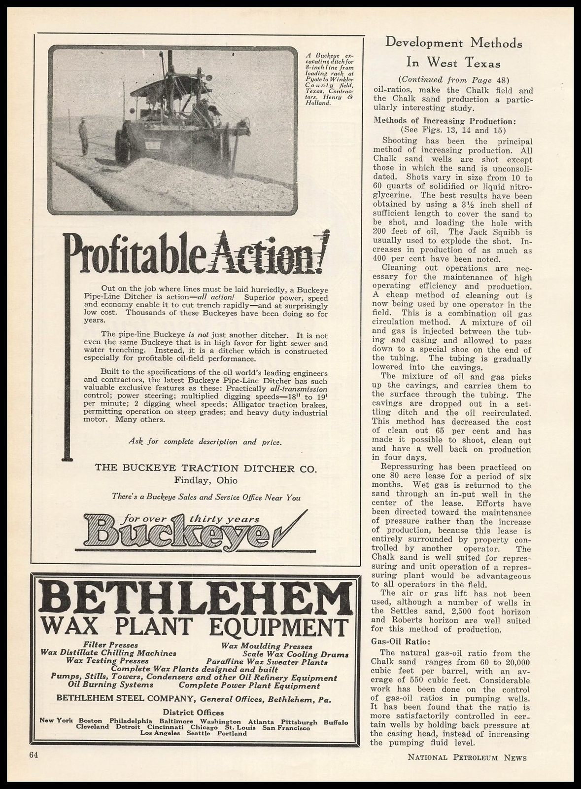 1928 Pyote Texas Photo Henry & Holland Buckeye Traction Ditcher Company Print Ad