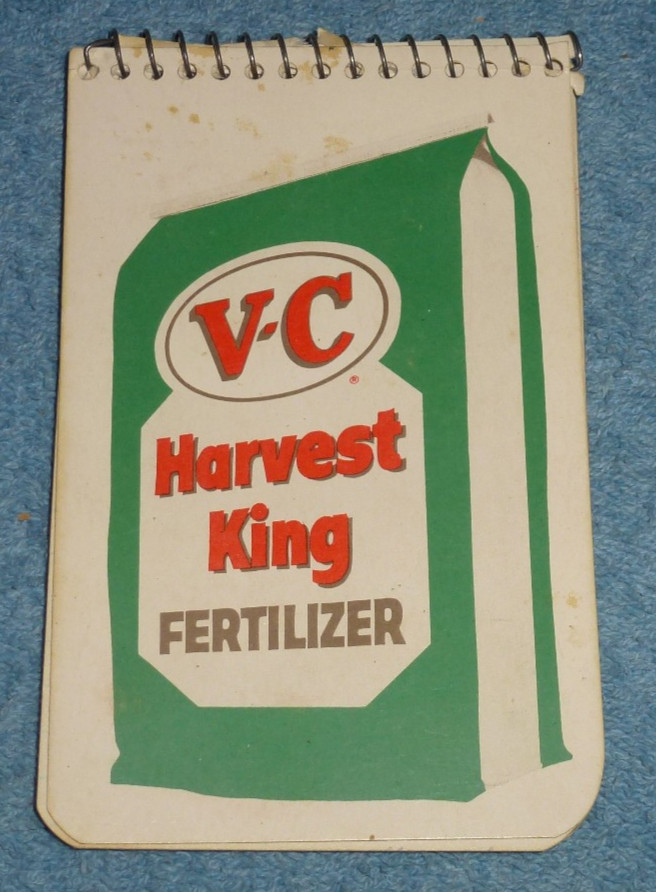 Vtg 1960 Virginia-Carolina Chemical Corp Harvest King Fertilizer Pocket Notebook