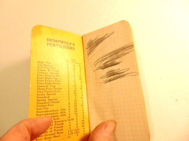 circa 1937 Dempwolf&rsquo;s Fertilizers notebook, York Chemical Works, York, PA