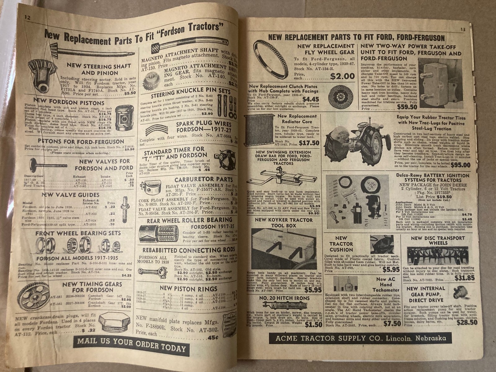 VINTAGE 1951 TRACTOR PARTS CATALOG ACME SUPPLY LINCOLN NEBRASKA FARMS & FARMING