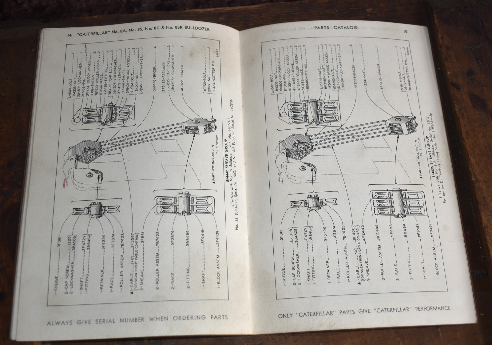 1950s Caterpillar No 8A 8S 8U 8SR Bulldozer Parts Catalog