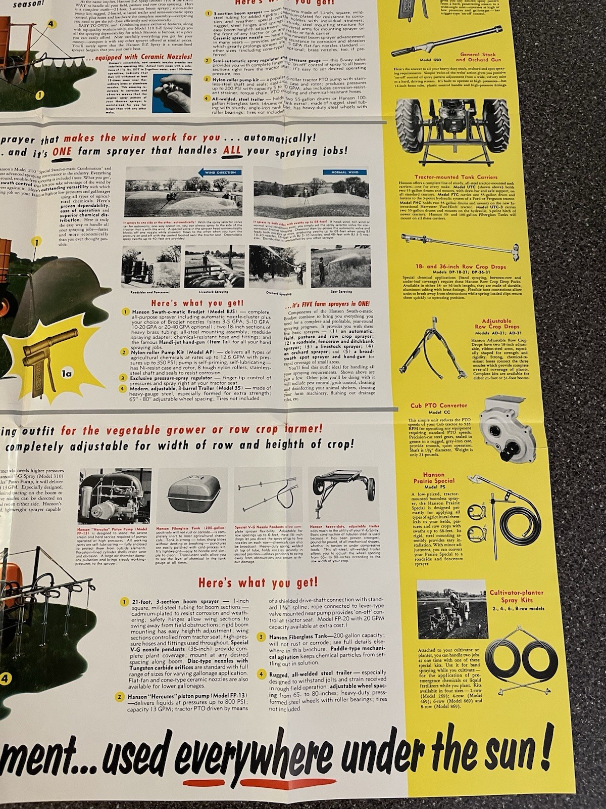 Hanson Equipment E-Z Spray Swathomatic V-G Spray Sprayers Brochure Poster Rare