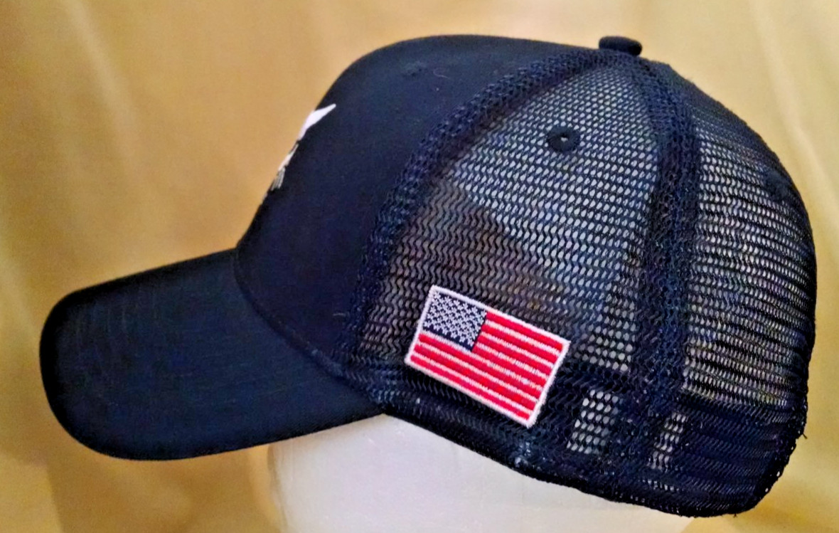 Bobcat Hat Baseball Ball Cap New Navy Blue Mesh White Logo Flag Cloth Strap Adj