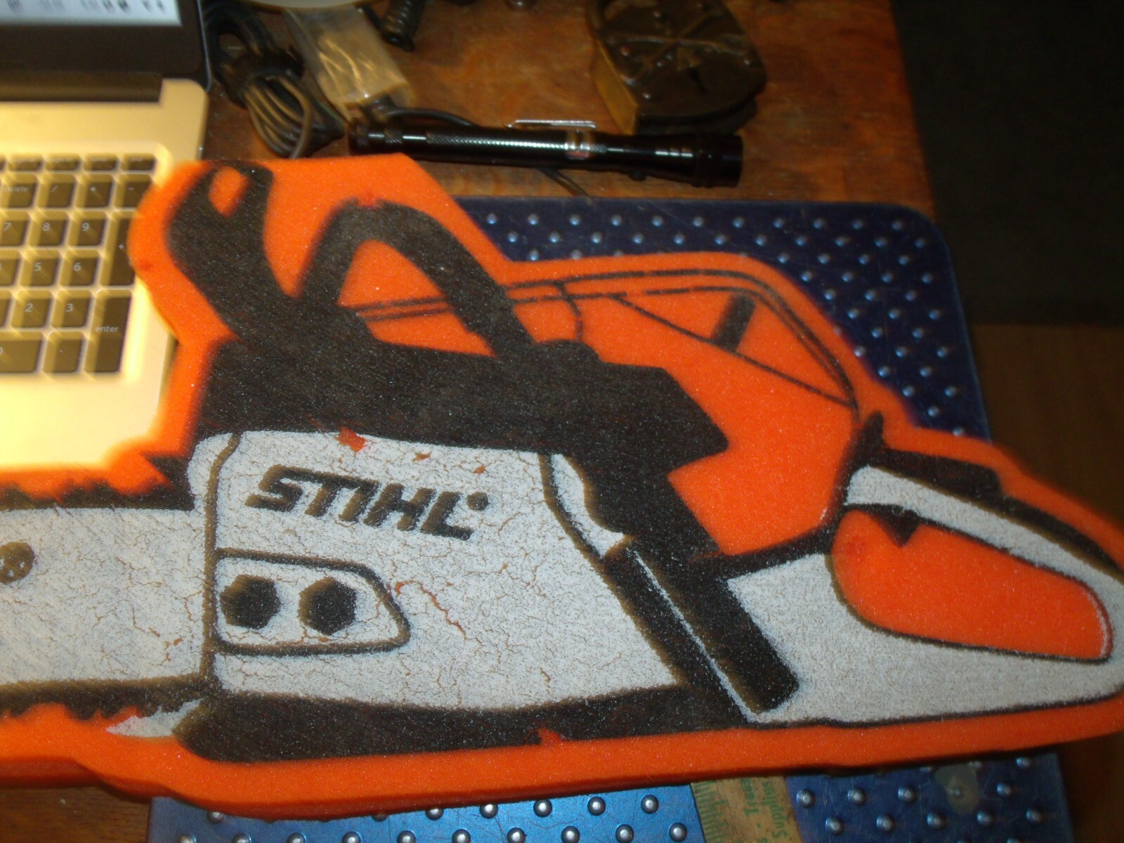 STIHL CHAIN SAW HAT shaped ORANGE USED