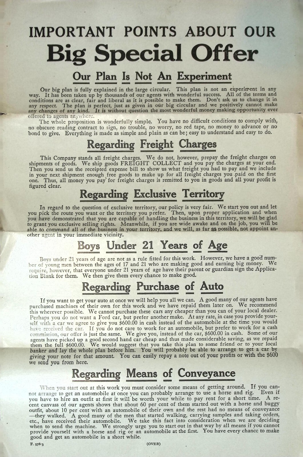 Vintage Early 1900s Wilbur Stock Food Co. Sales Agent Brochure