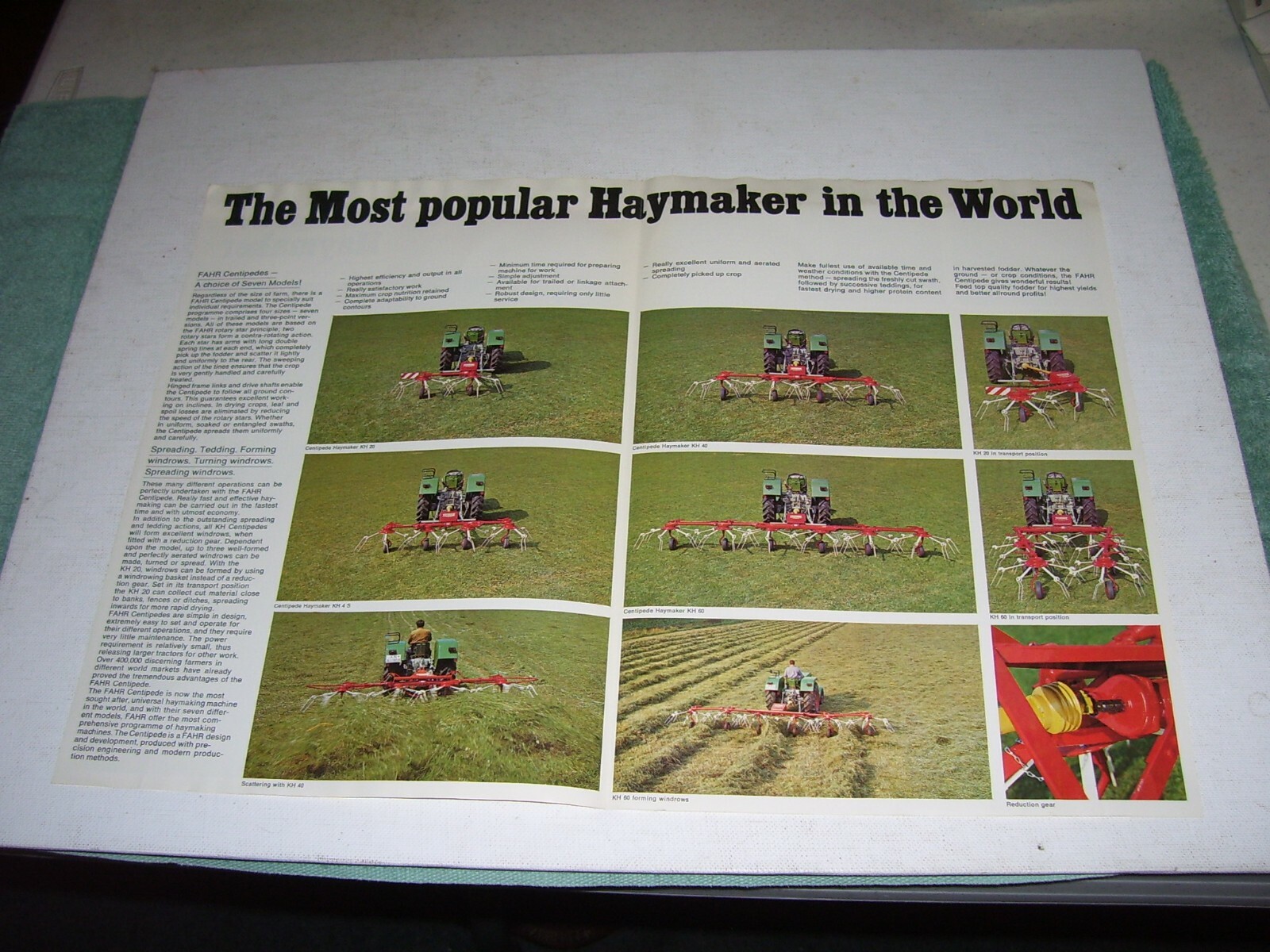 FAHR CENTIPEDE HAYMAKER COLOR SALES BROCHURE, ORIGINAL