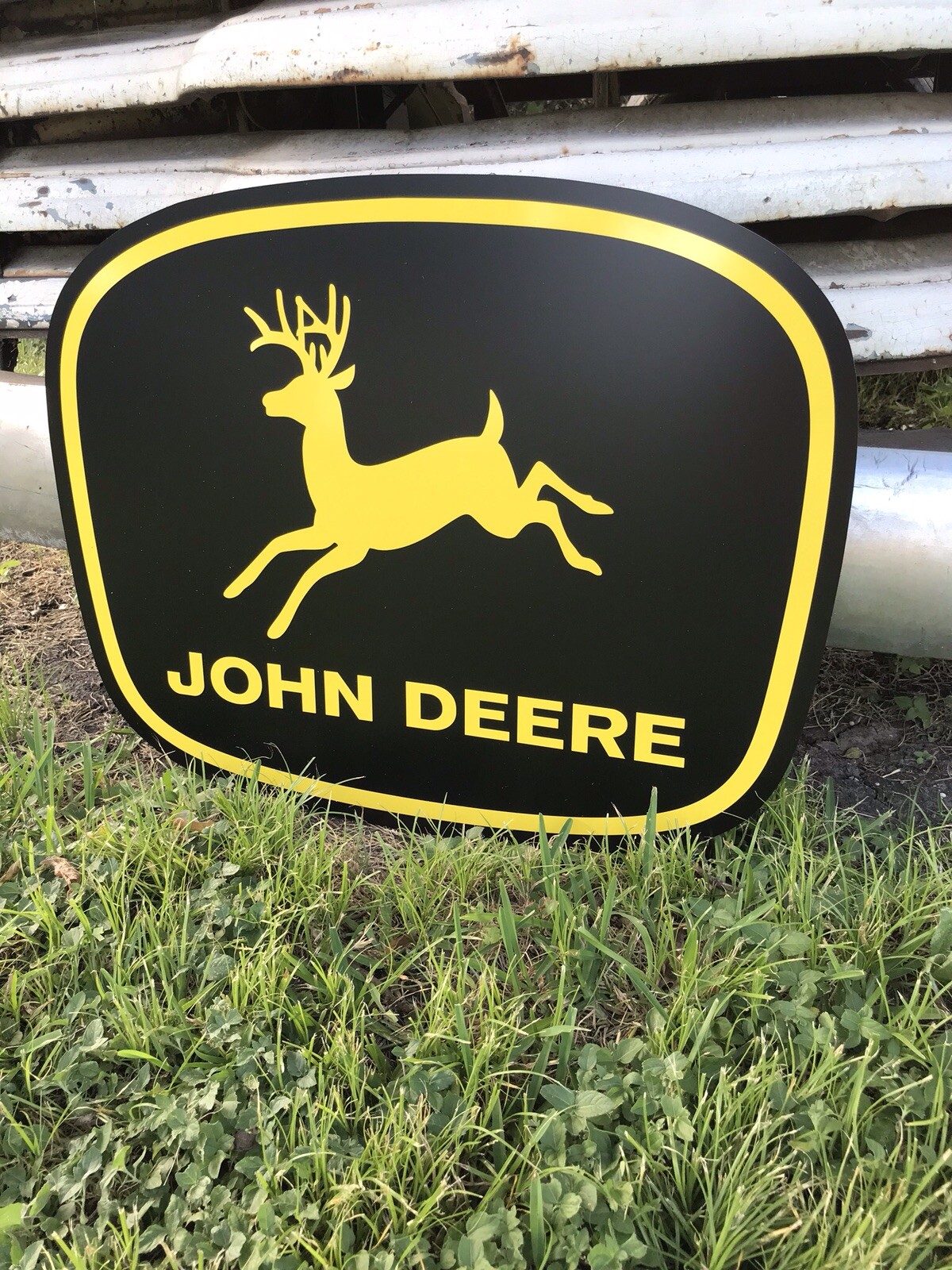 Antique Vintage Old Style John Deere Black And Yellow Farm Sign