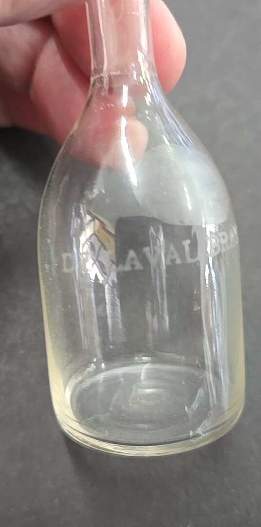 1940s Set Of 2 Centrifuge Cream Test Bottles (De Laval & K Sealed) Milk Dairy