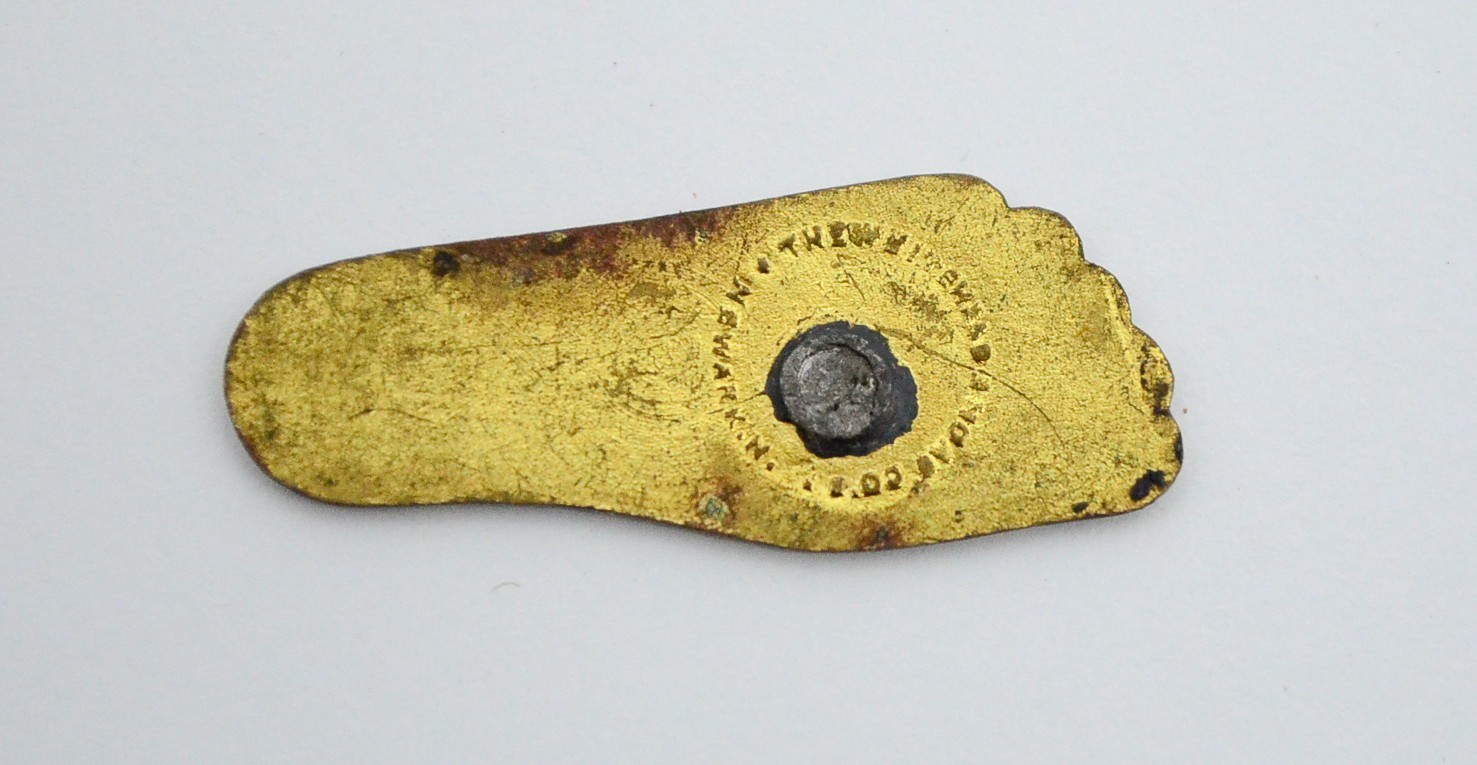 EMERSON FOOT LIFT FARM IMPLEMENTS figural MISSING Stick pin stickpin Vtg Pinback