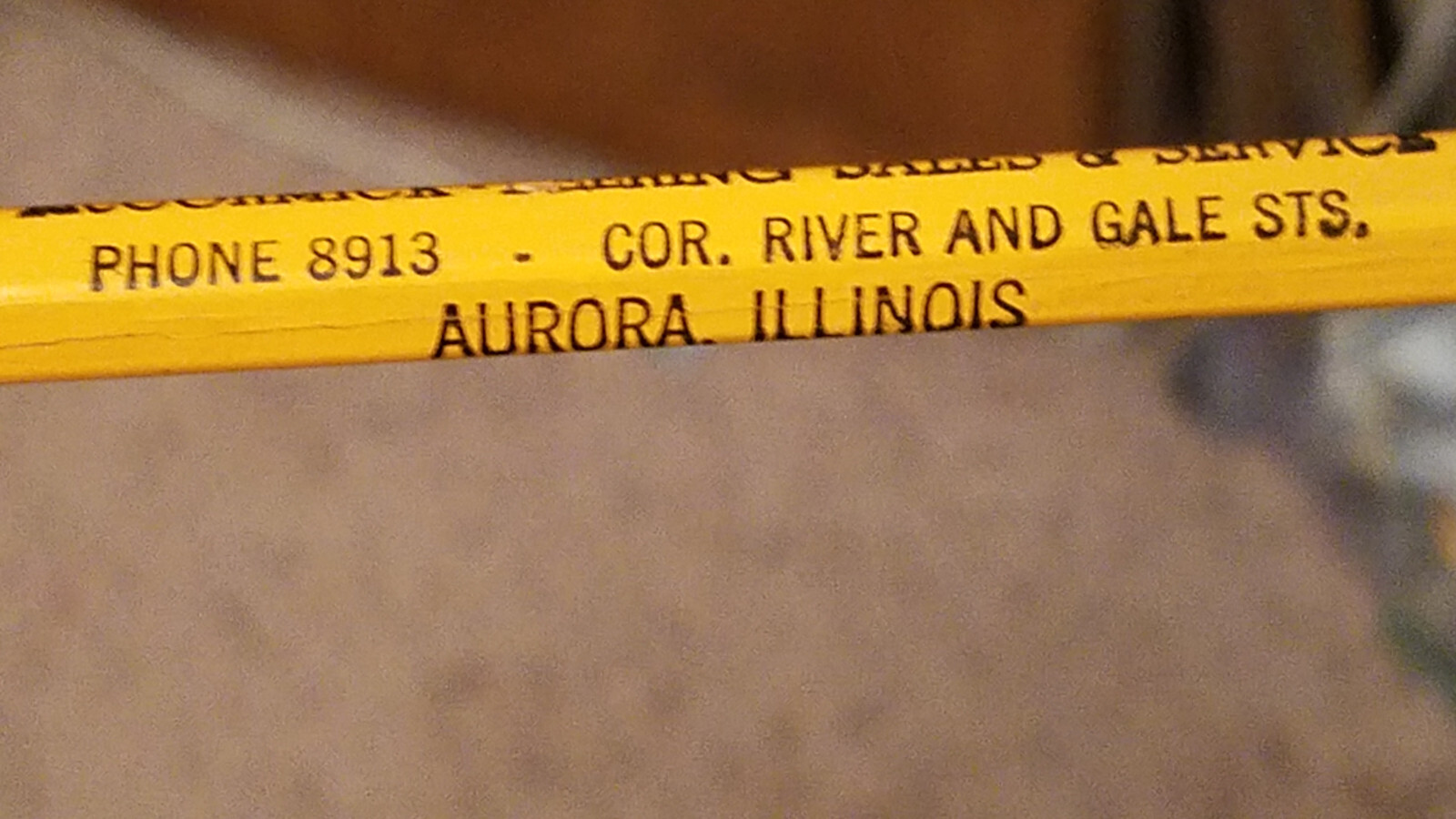 McCormick Deering Dealer Pencil, Aurora, Illinois