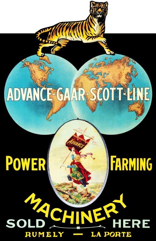Advance Gaar Scott Threshing by Rumely NEW Sign: 40&Prime; Tall Diecut USA STEEL