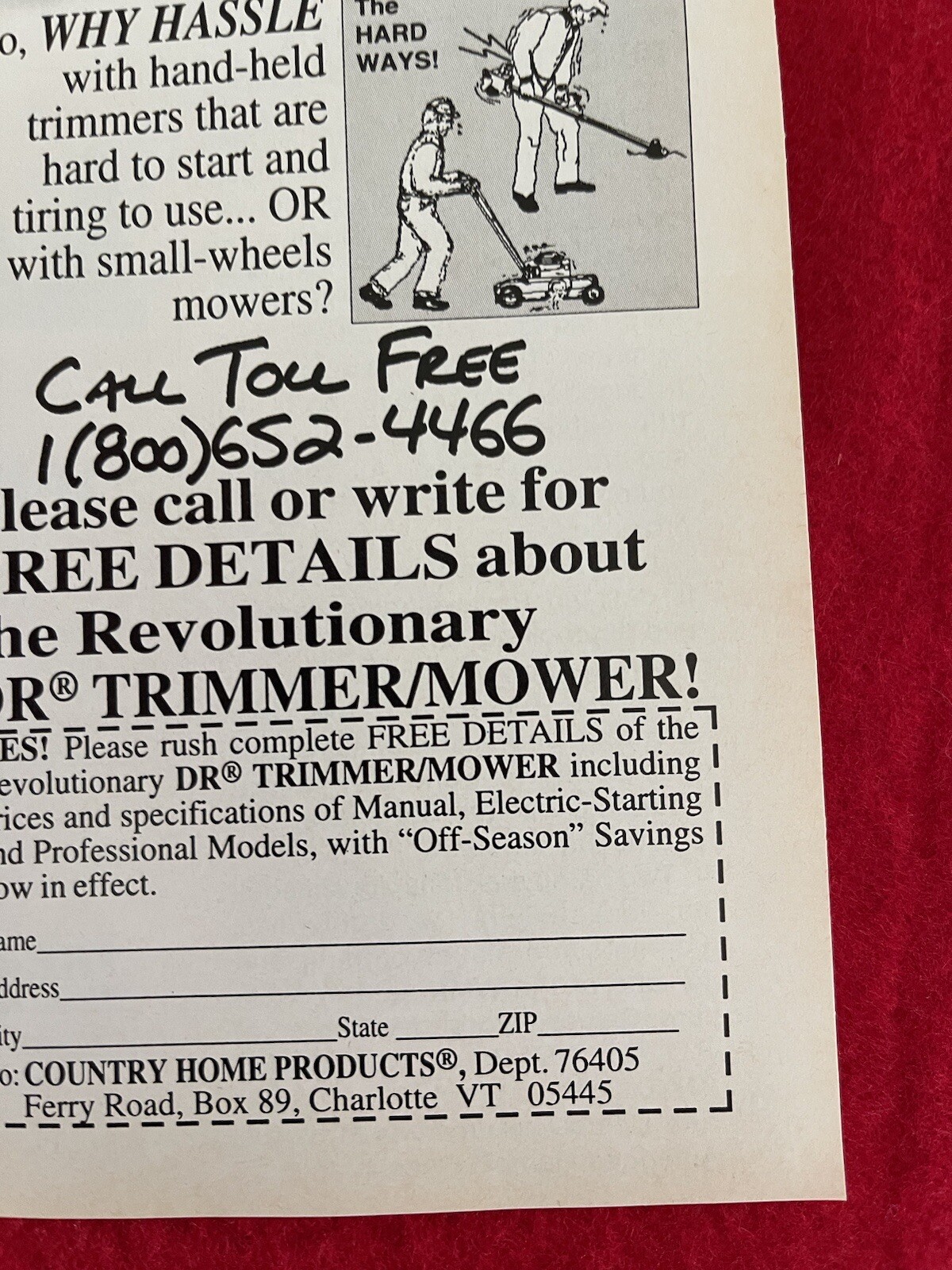 Vintage 1994 DR Trimmer Mower Print Ad Outdoors Yard Work Tool Advertisement