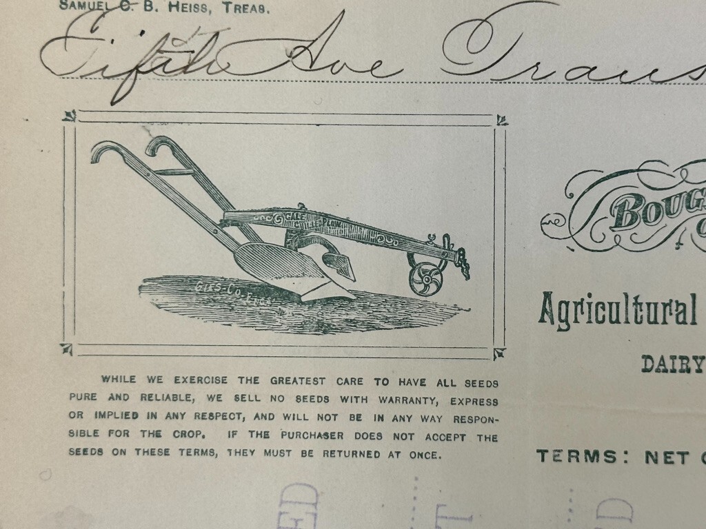 1880-1894 Robert Reeves GALE CHILLED PLOW Farm Advertising Billhead