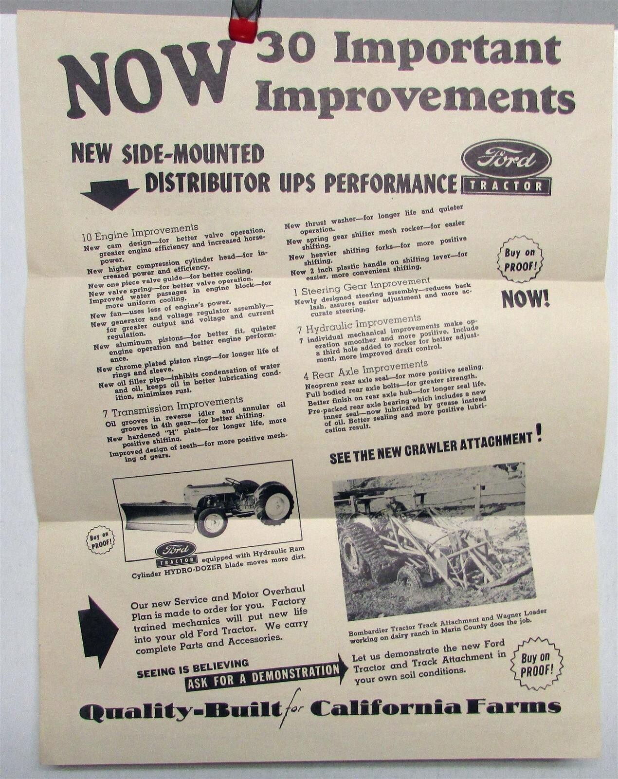 1950s Ford Tractor 30 Important Improvements Specs Diagrams Agriculture Mailer