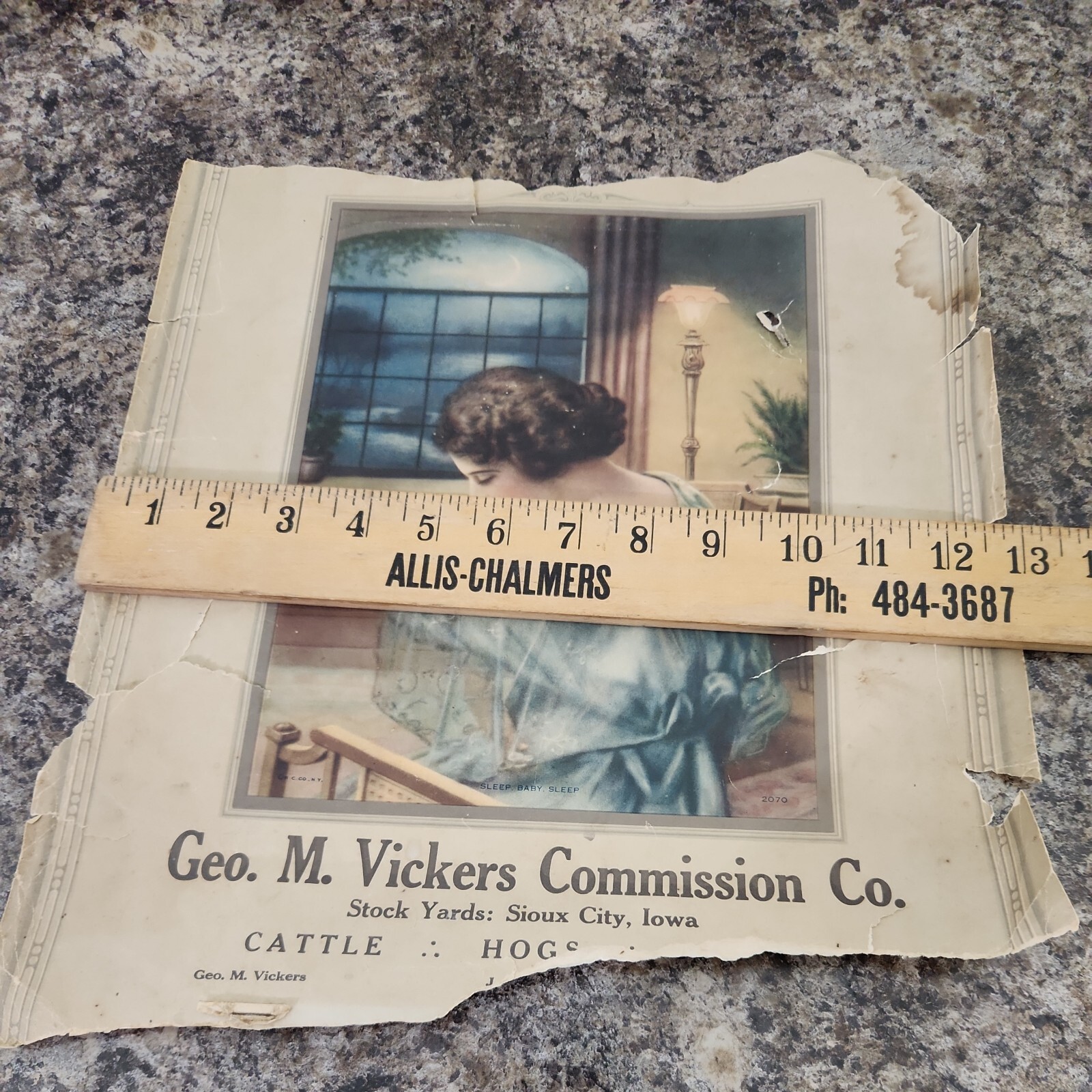 Geo M Vickers Commission Co Stock Yards Sioux City Iowa Calendar Top