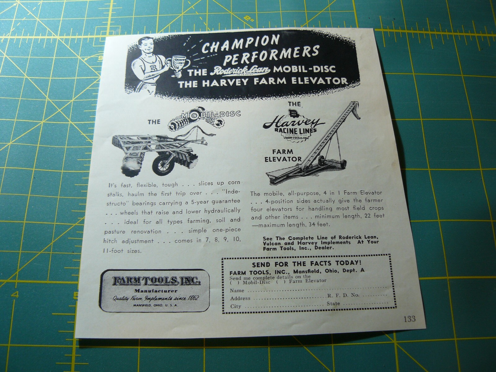 The FARM QUARTERLY -Autumn 1953-RODERICK LEAN HARVEY FARM ELEVATOR/Mansfield OH