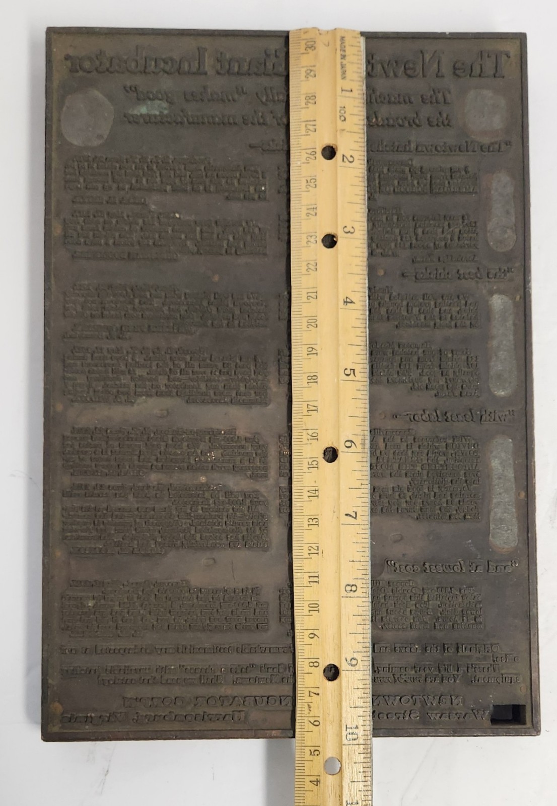 1910&rsquo;s-20&rsquo;s THE NEWTOWN GIANT INCUBATOR Printing Plate For Full Page Ad. 7&Prime;x10&Prime;