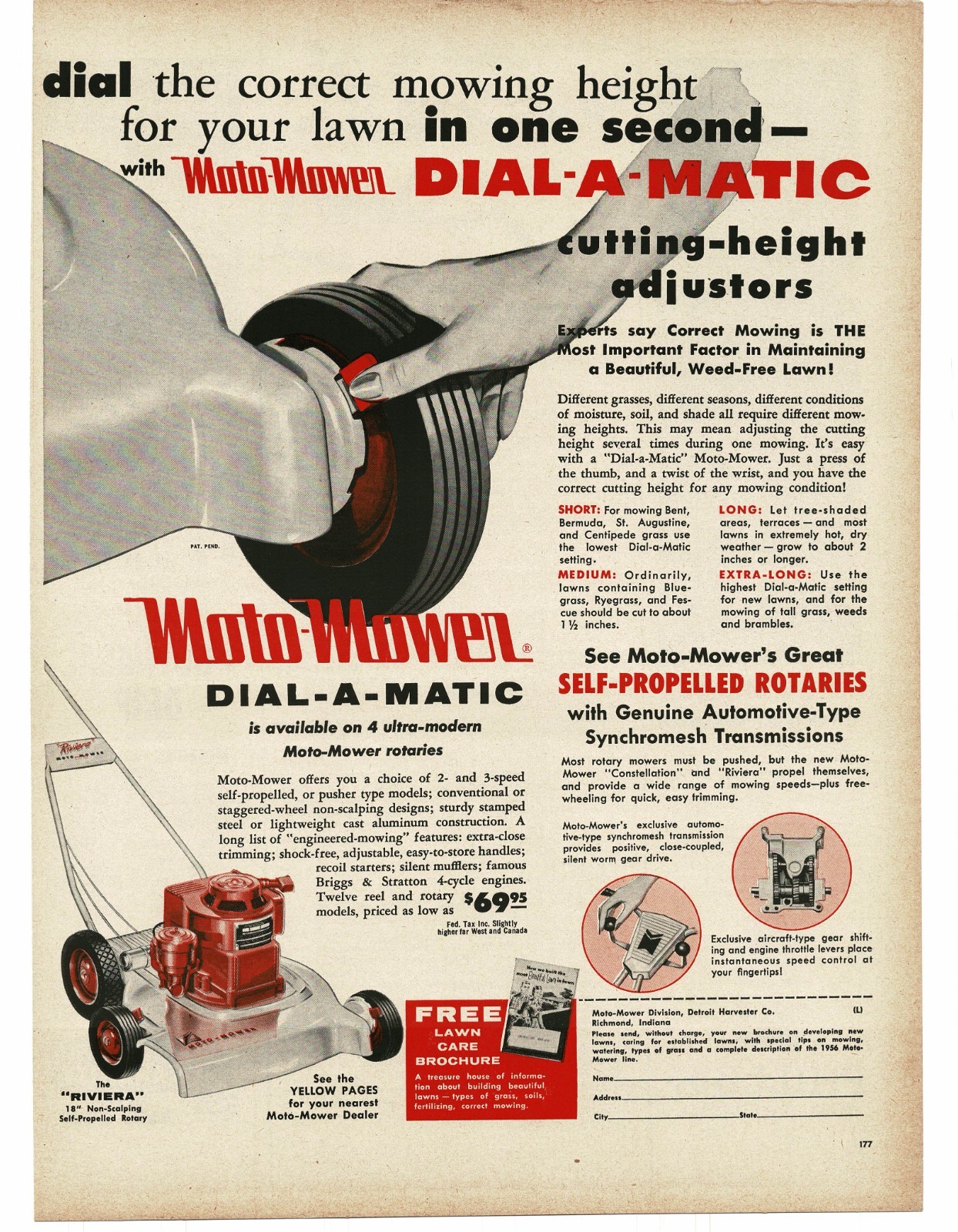 1956 REO Dial-A-Matic Power Lawn Mower Vintage Print Ad