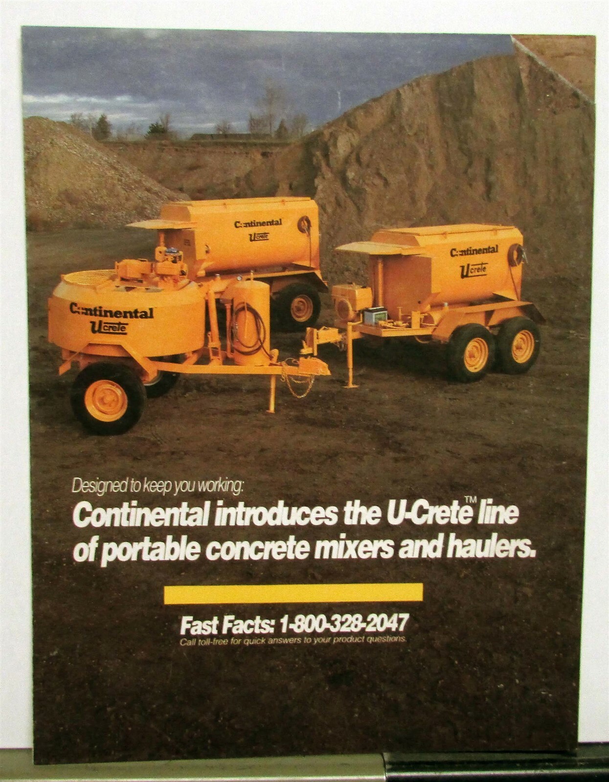 1989 Continental U-Crete Concrete Mixer Hauler Specs Construction Sales Brochure