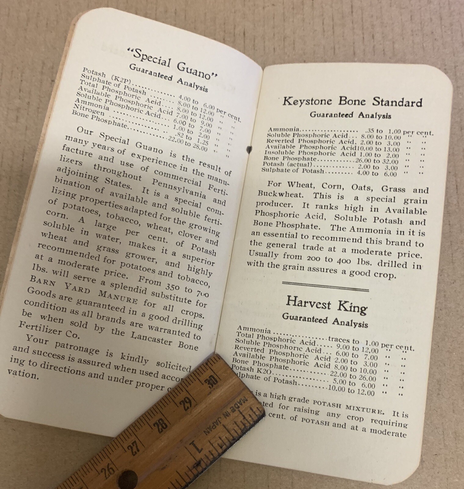 Lancaster Bone Fertilizer Co 1910 antique note book advertising PA animal 38 pg