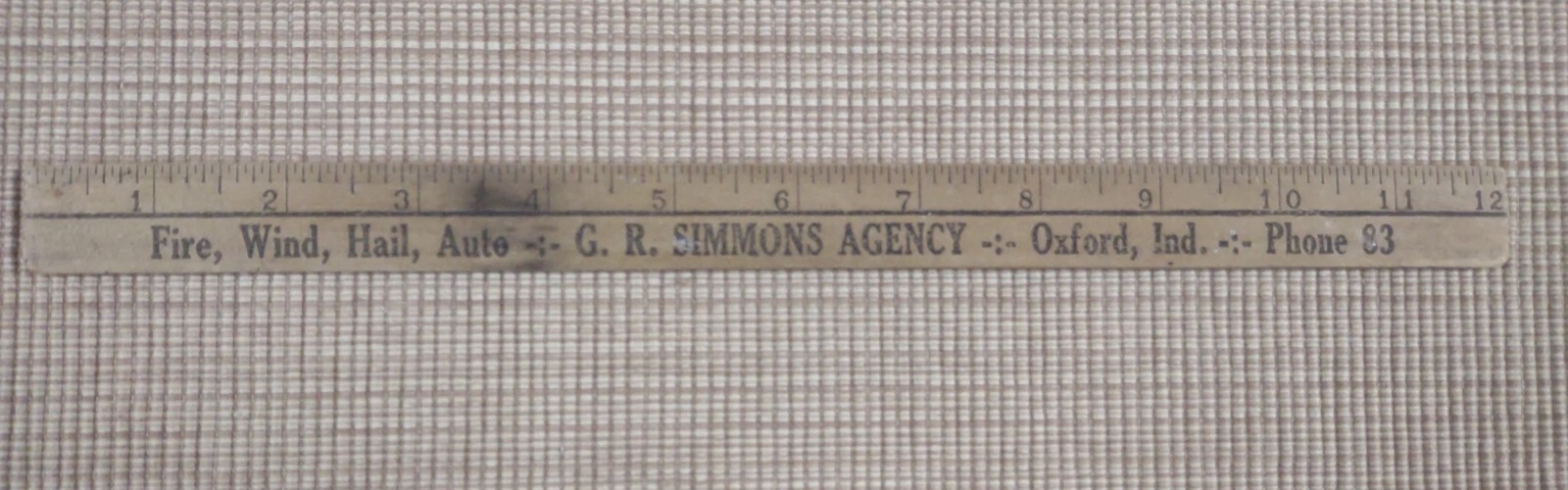 Oxford indiana G.R. Simmons Agency Ruler Phone # 83 Indiana Farmers Mutual Ins.