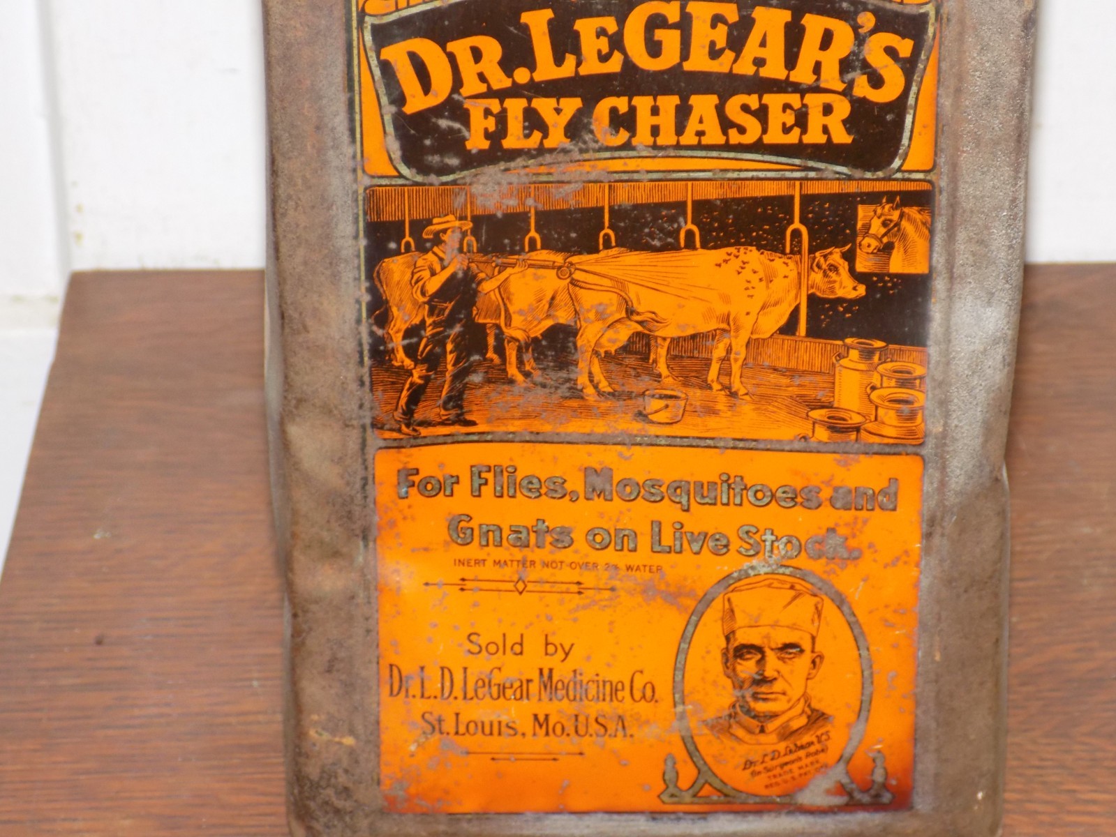 Vintage Dr. Legear’s Fly Chaser 1 Gallon EMPTY Can