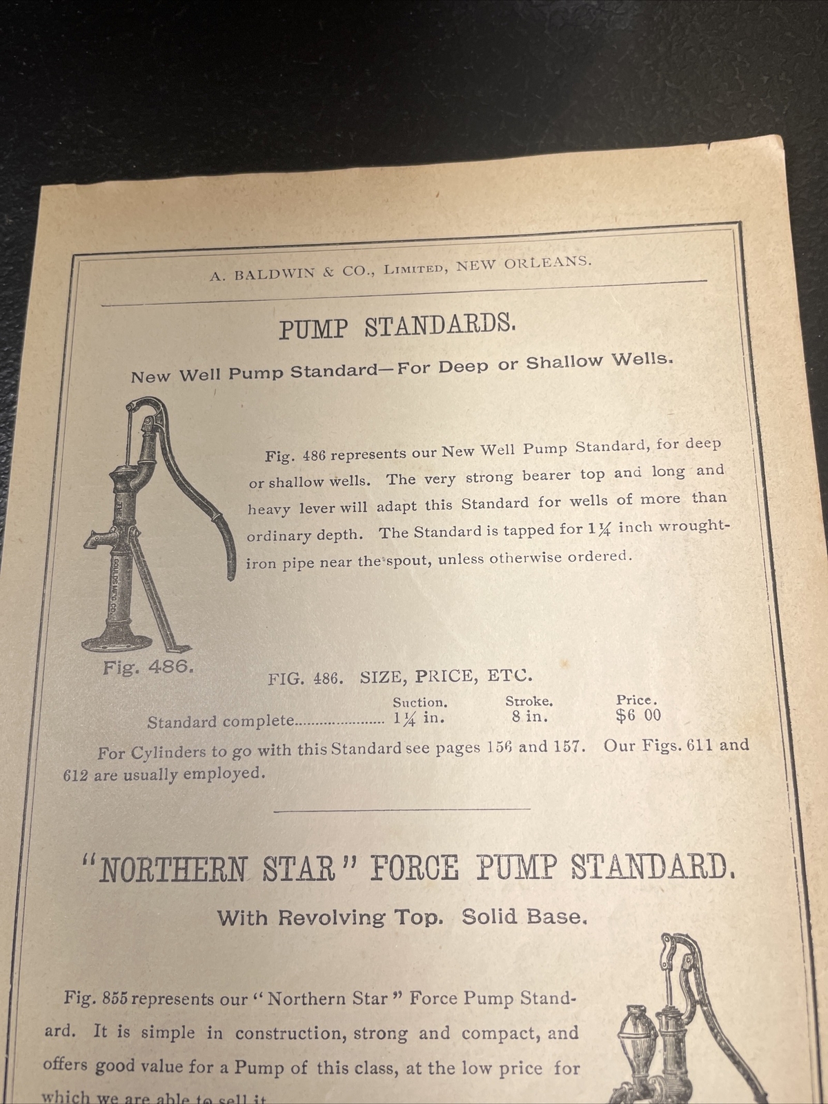 1891 Baldwin – Goulds Northern Star Well Pump – Farm Advertising – New Orleans