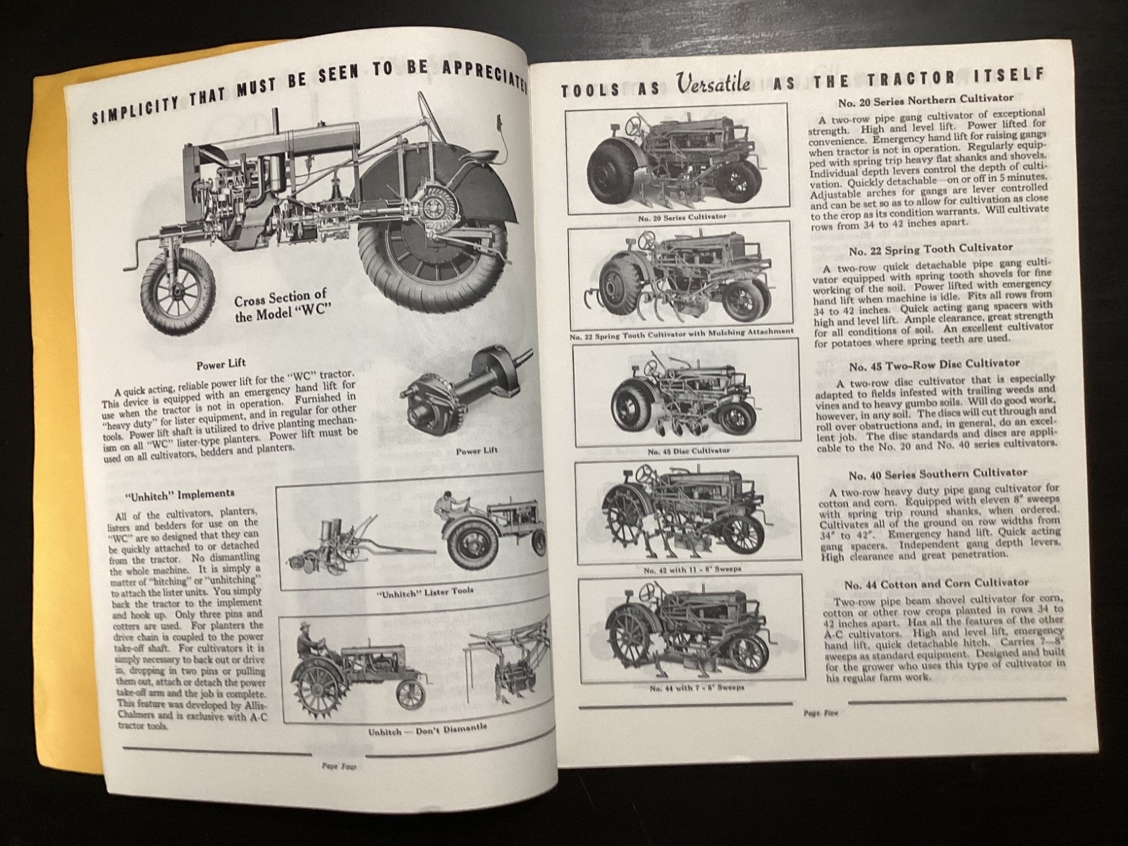 VINTAGE ALLIS CHALMERS #35 TRACTOR EQUIPMENT CATALOG BROCHURE