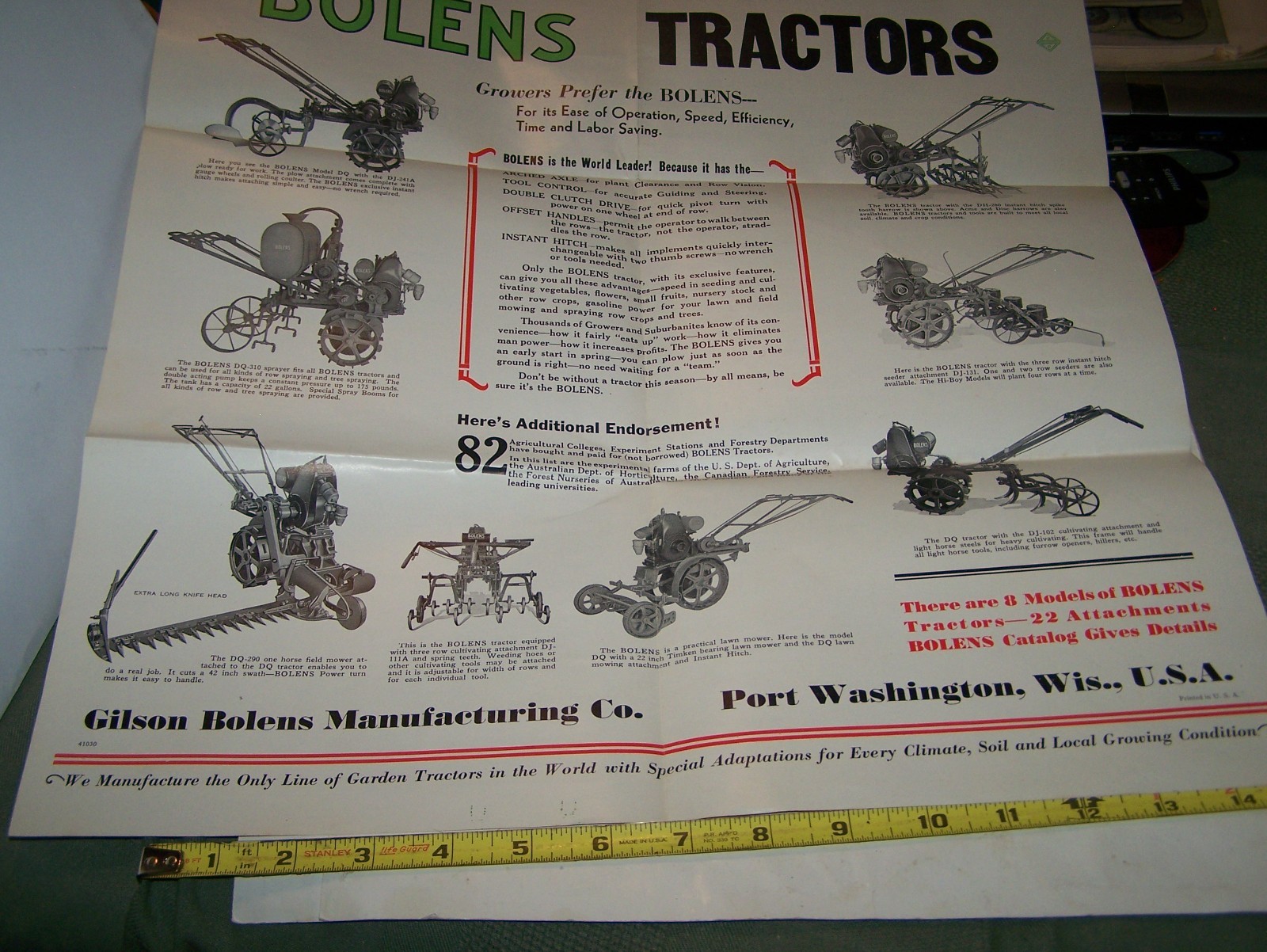 BOLENS Walk Behind Garden Tractor Briggs Stratton Engine Sales Poster Hit Miss