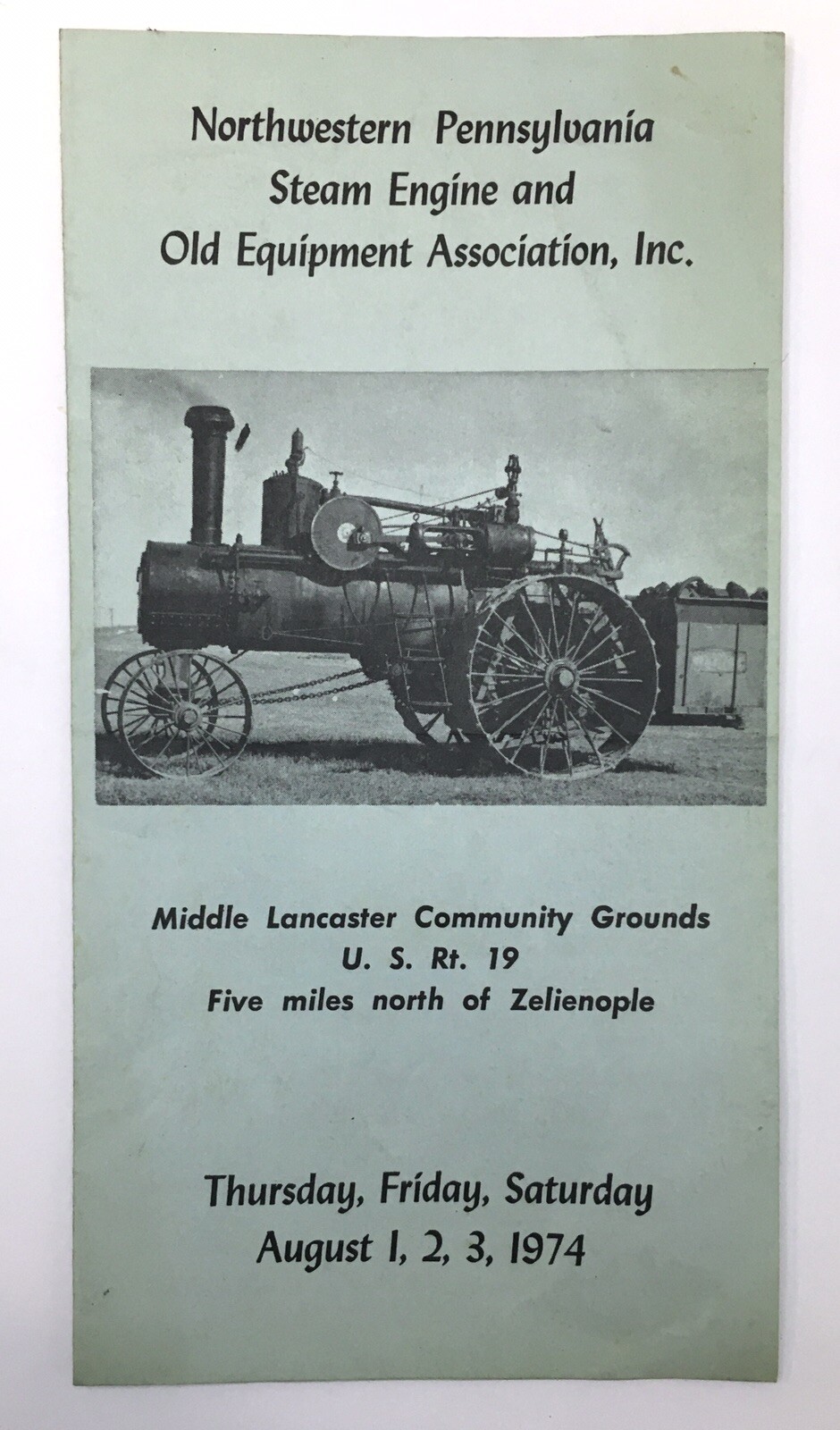 Northwestern PA Steam Engine and Old Equipment Assoc Inc Exhibition 1974 Program
