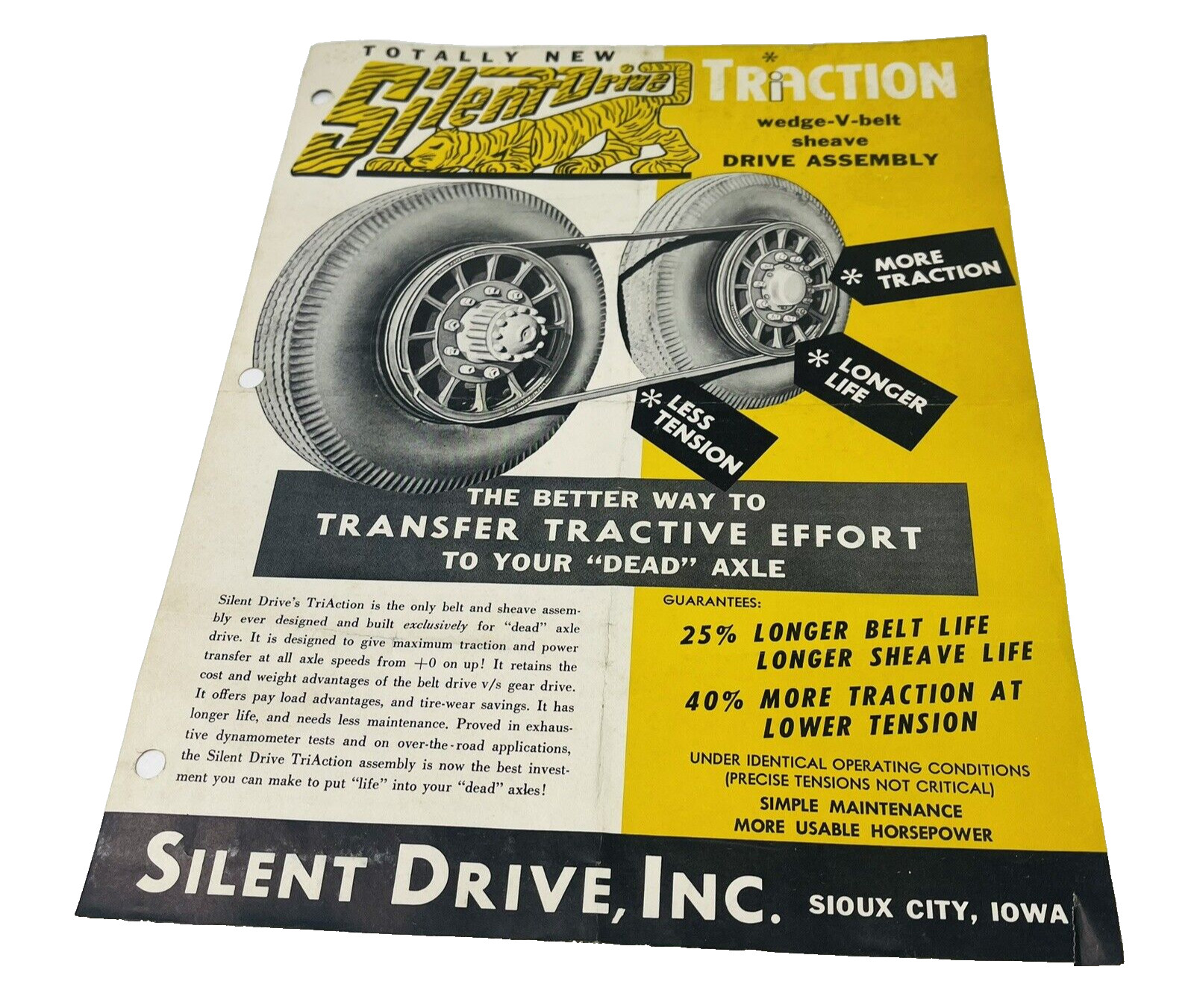1950s Silentdrive Traction Silent Drive Iowa Sales Brochure Flyer