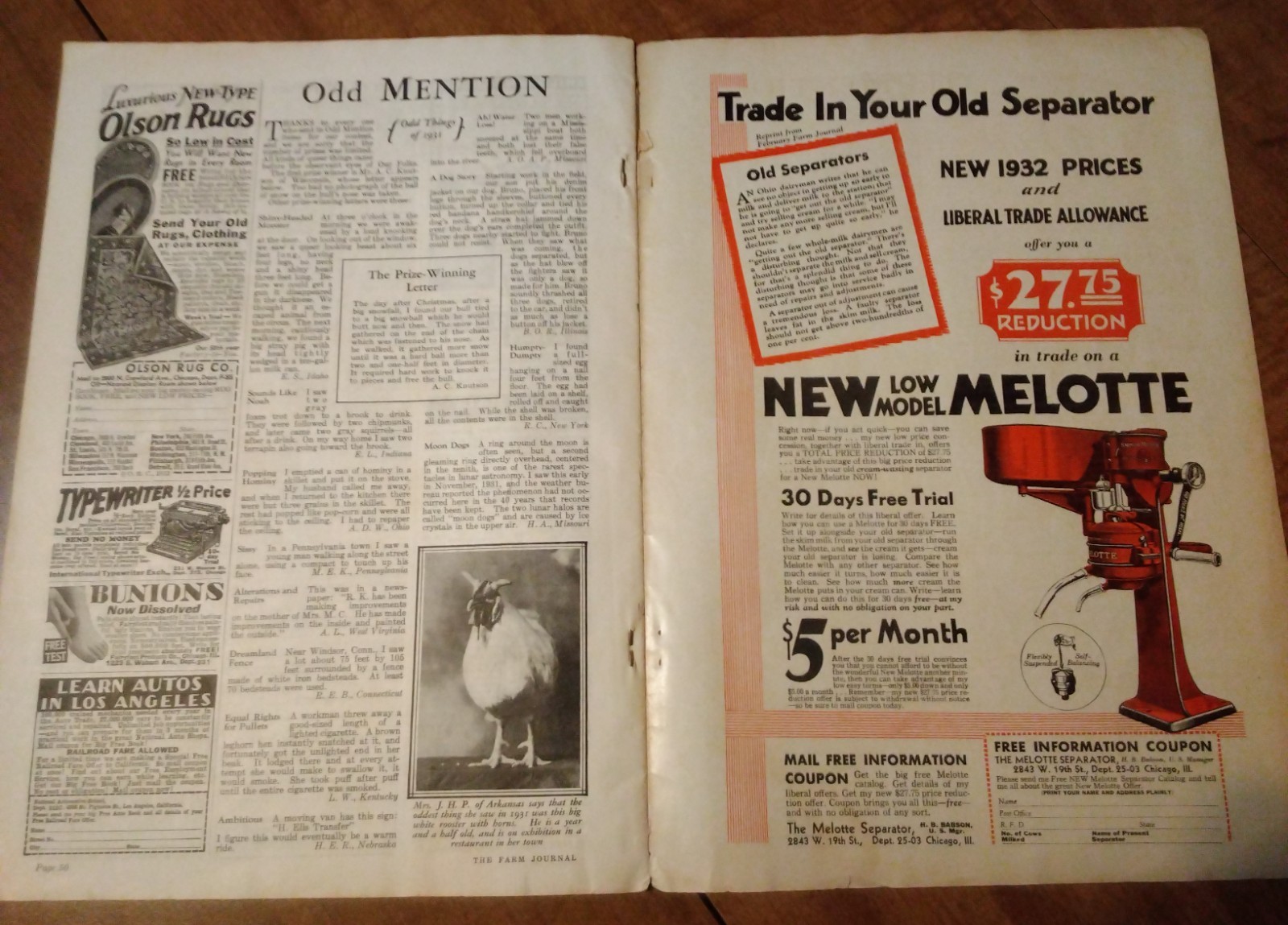 Vtg Natl Farm Journal Mag Mar 1932 Chicken Hen Egg Lay Coop Ephemera Agriculture
