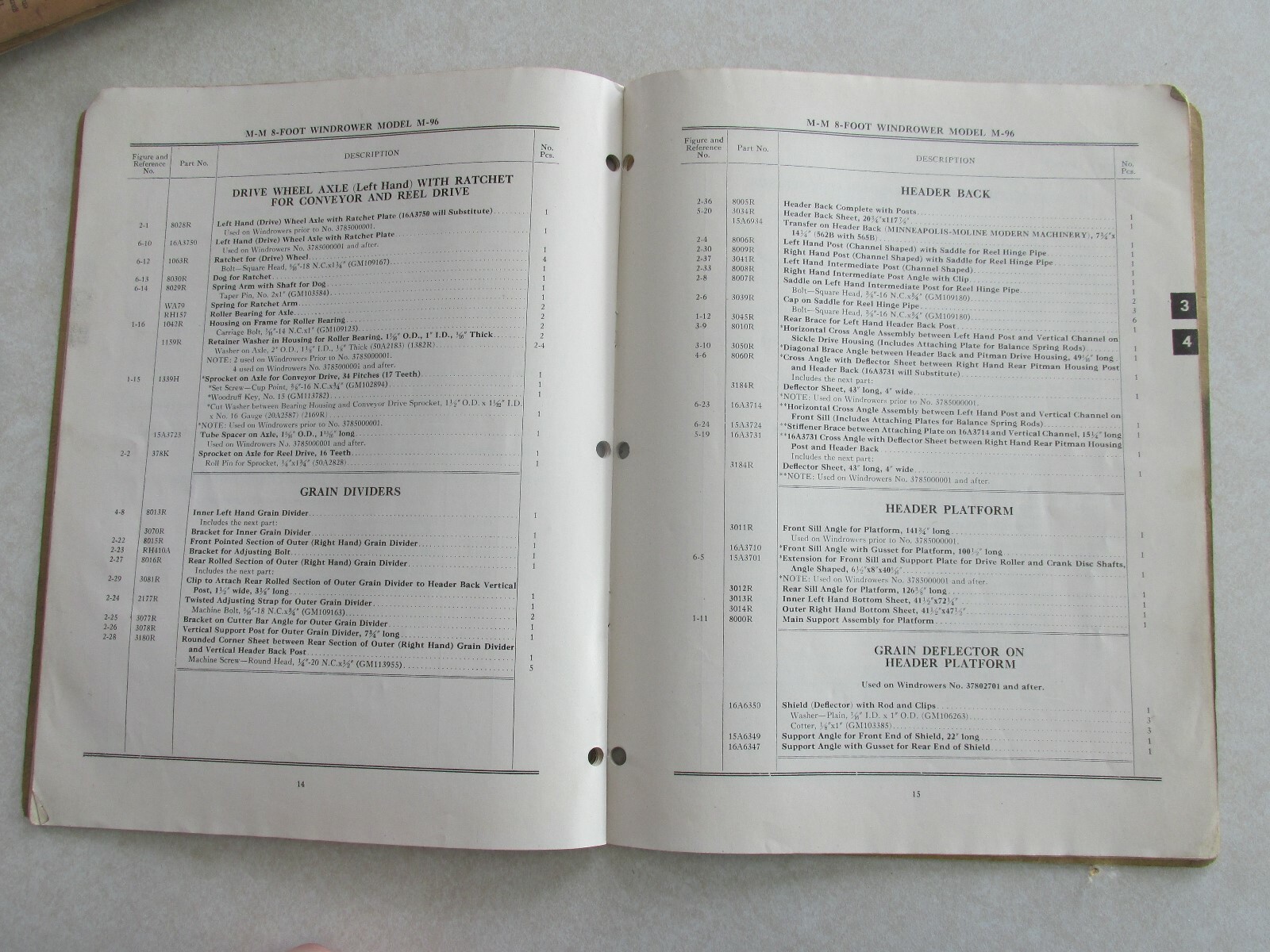 MBF52 Farm Manual MM Minneapolis Moline repair catalog Windrower M-96