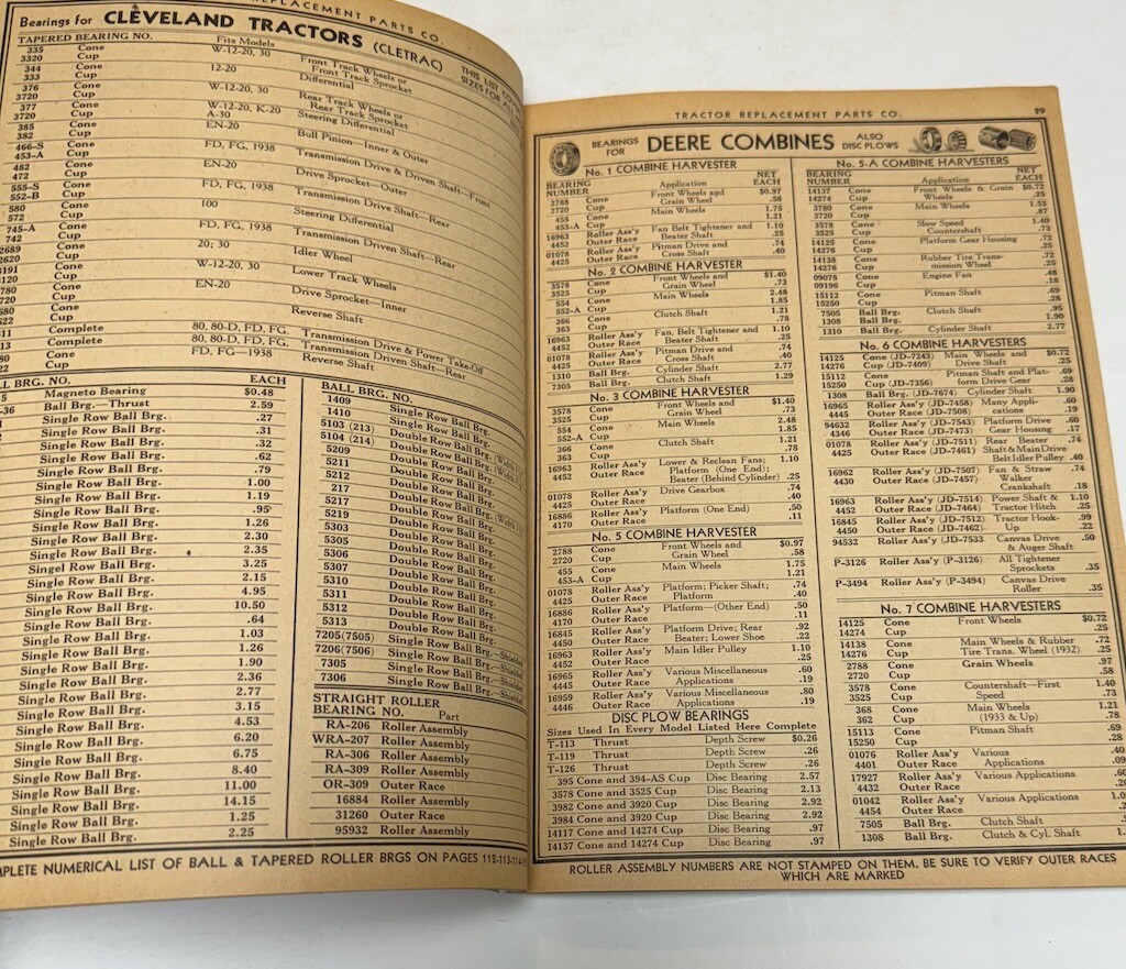 1940 Replacement Parts Catalog John Deere Allis Chalmers MM Case Avery 116 Pages