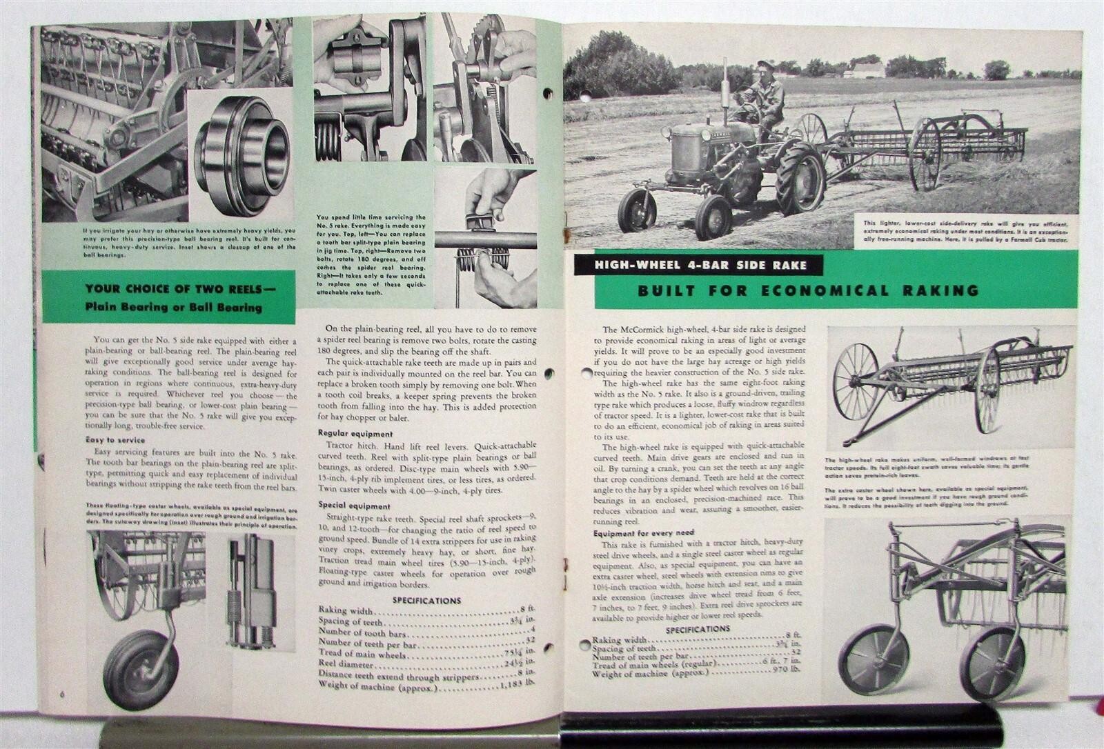 1953 International Harvester Rakes & Loader Specs Agriculture Sale Brochure