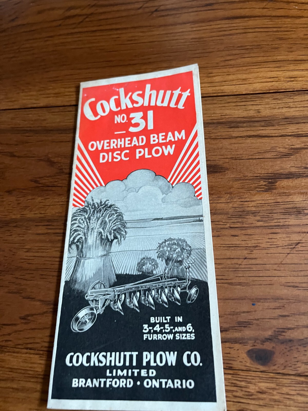Cockshutt No. 31 Overhead Beam Disc Plow for 1939 Brochure FCCA