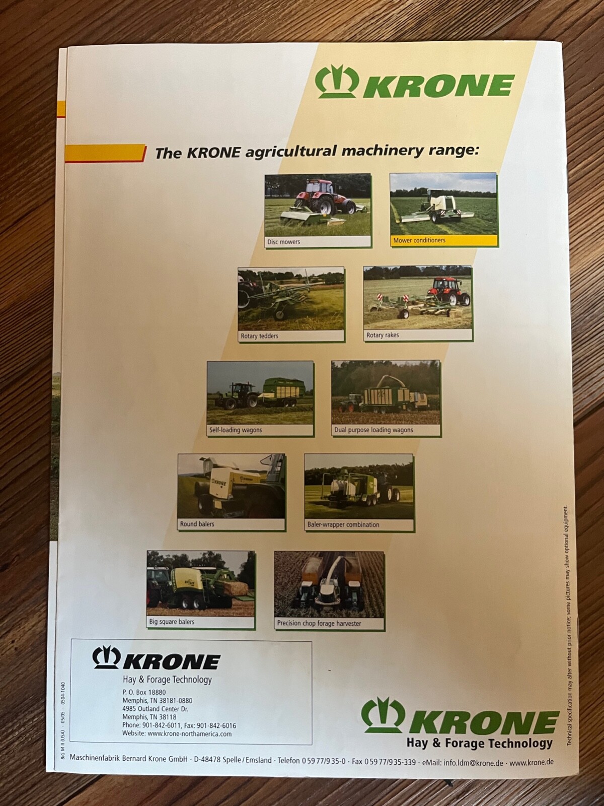 2005 Krone Big M II mower conditioner sales brochure