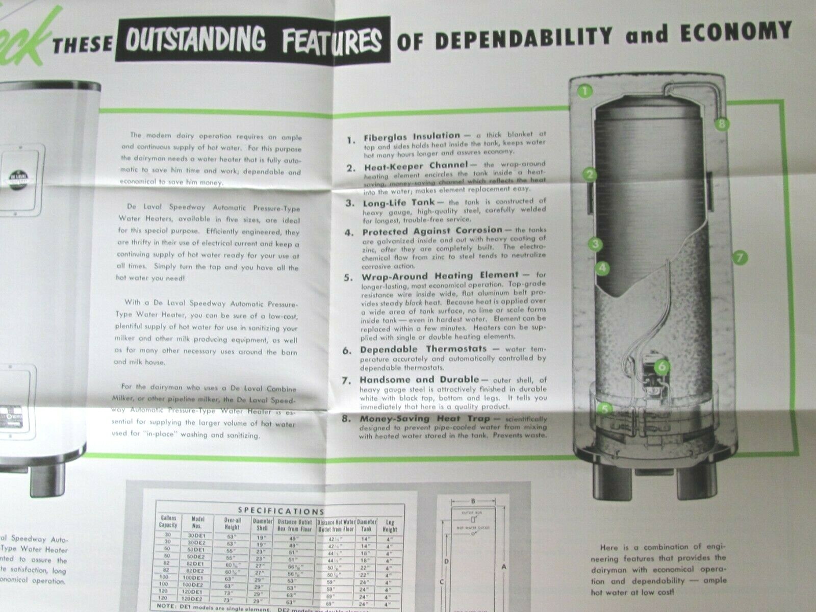 1954 DAIRY FARM ADVERTISING BROCHURE PAMPHLETS DeLAVAL WASH TANK WATER HEATER