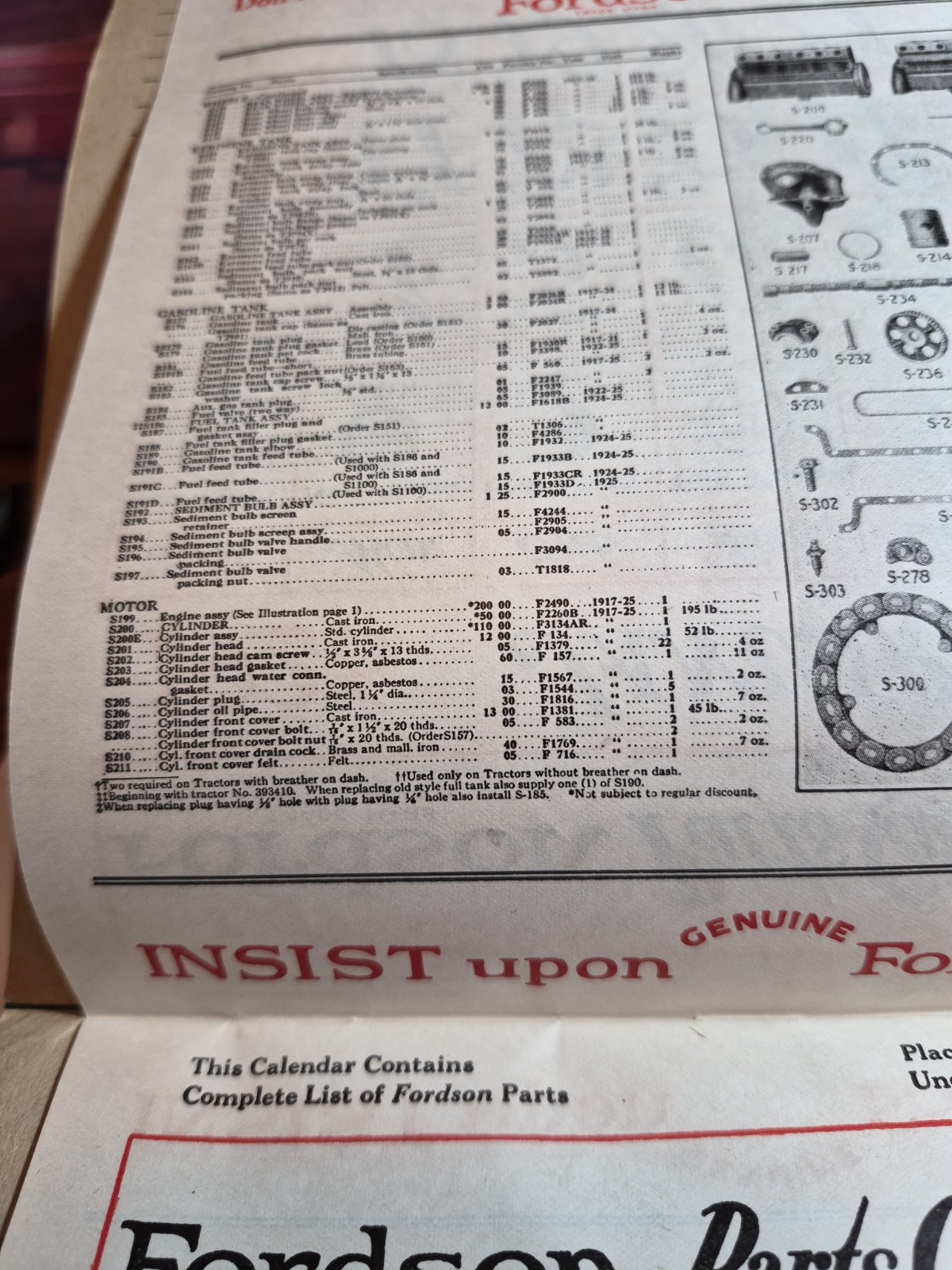 RALPH FULTON FORDSON TRACTOR CALENDAR AND PARTS LIST VINTAGE 100 Years Old! 1926