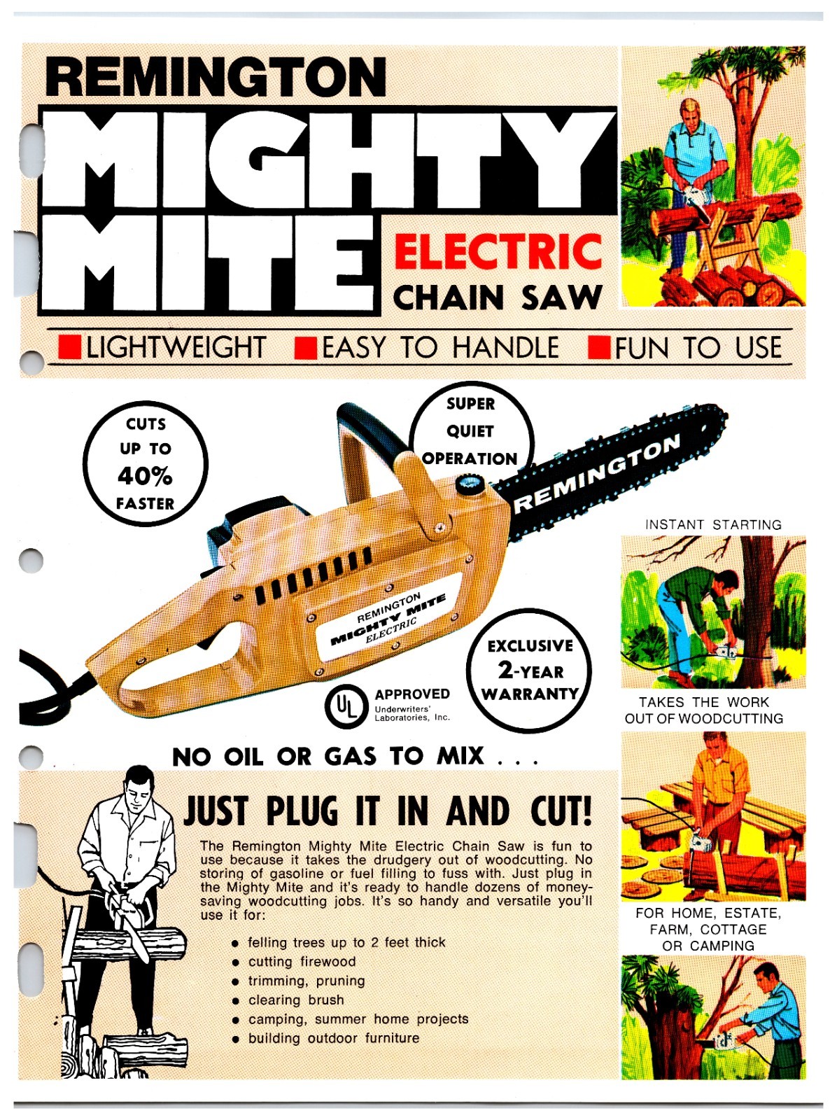 Original 1970s Remington Chainsaw Sales Sheet (Mighty Mite Model) Info Sheet