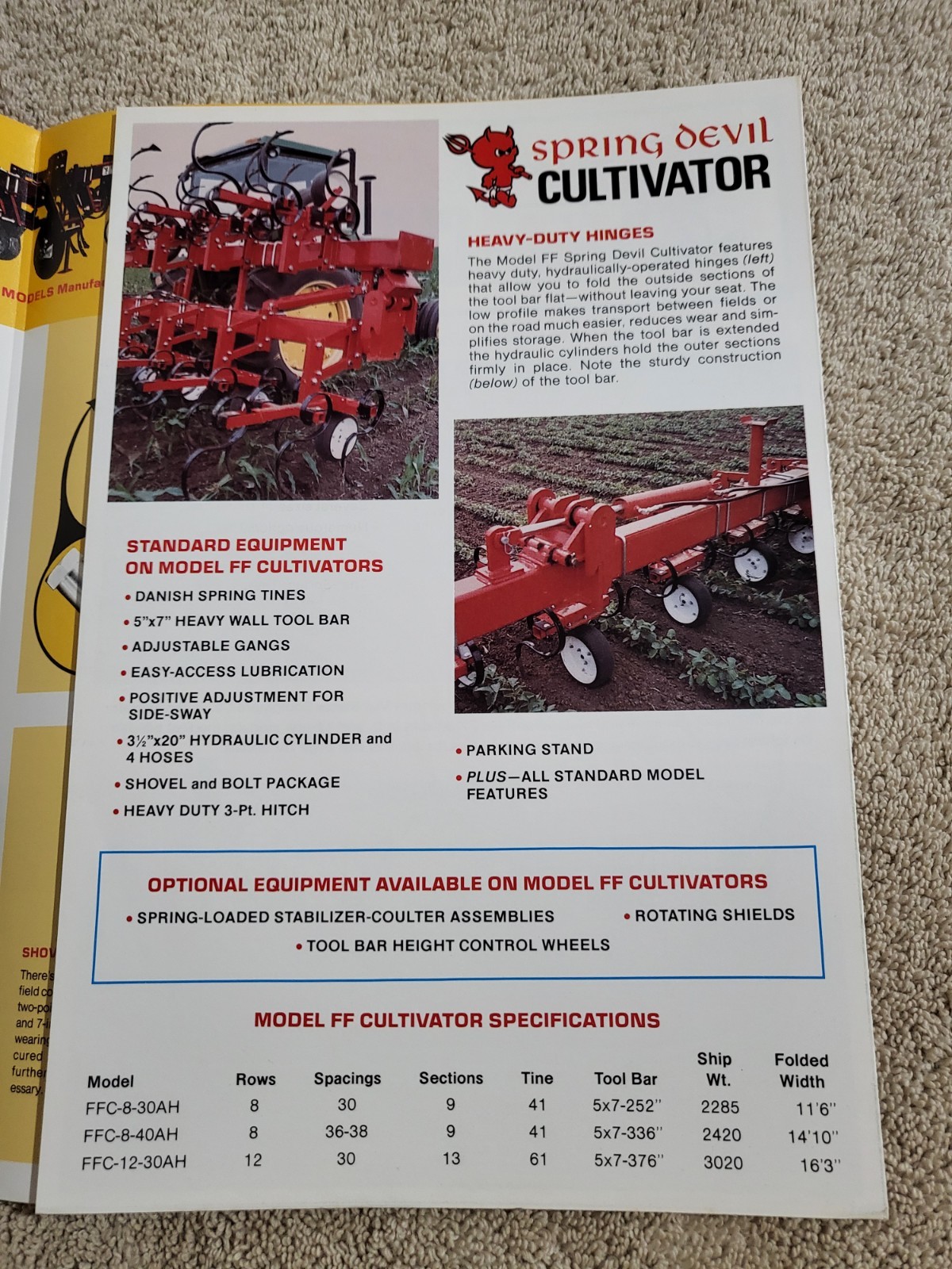 BROCHURE 1970s Spring Devil Spring-Tine Tractor Cultivator Lake View IA. AG Farm