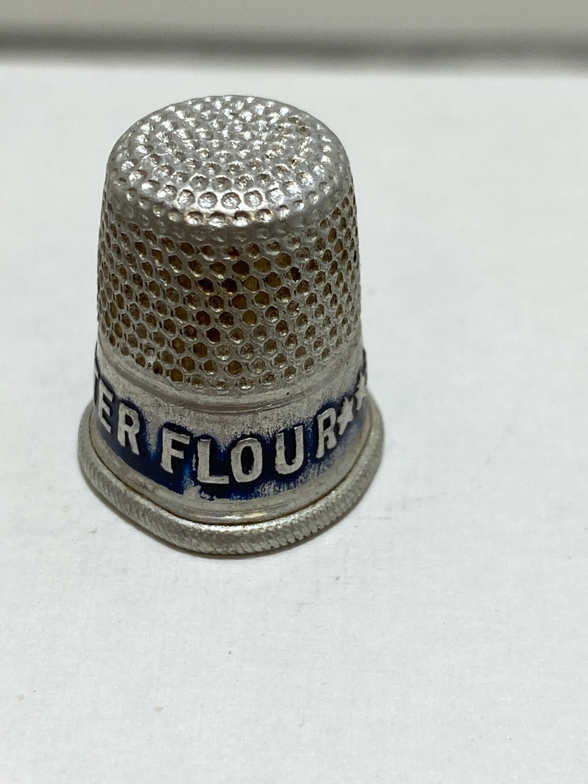 Vtg Daniel Webster Flour Metal Aluminum Sewing Thimble Specialty Advertising