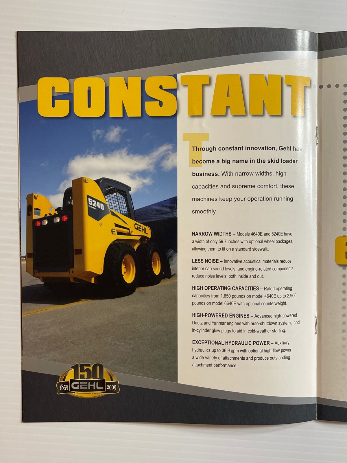 GEHL – E-Series Skid Loaders Full Line Sales Brochure (Original Brochure) *2009*